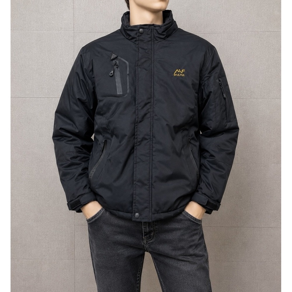 Wulful Boys Black Water Repellent Winter Jacket Fleece Lined Size 10-12